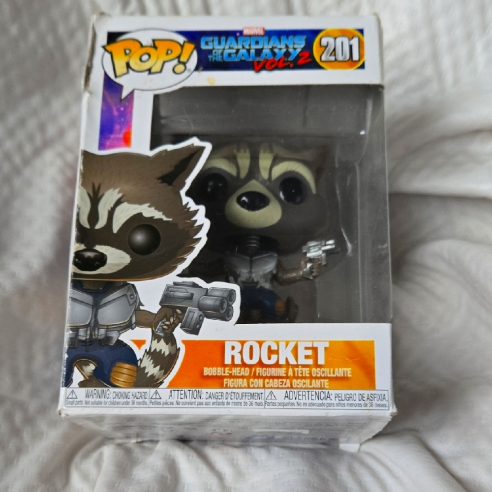 Funko Pop Rocket Figure with Black and Brown Details